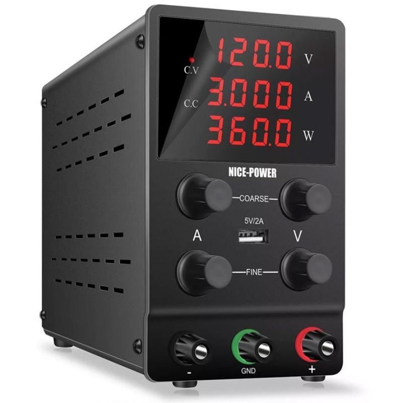 картинка Блок питания лабораторный NICE SPS3010, 0-30В/10А, 3 индикатора, черный от магазина "мир Электроники"