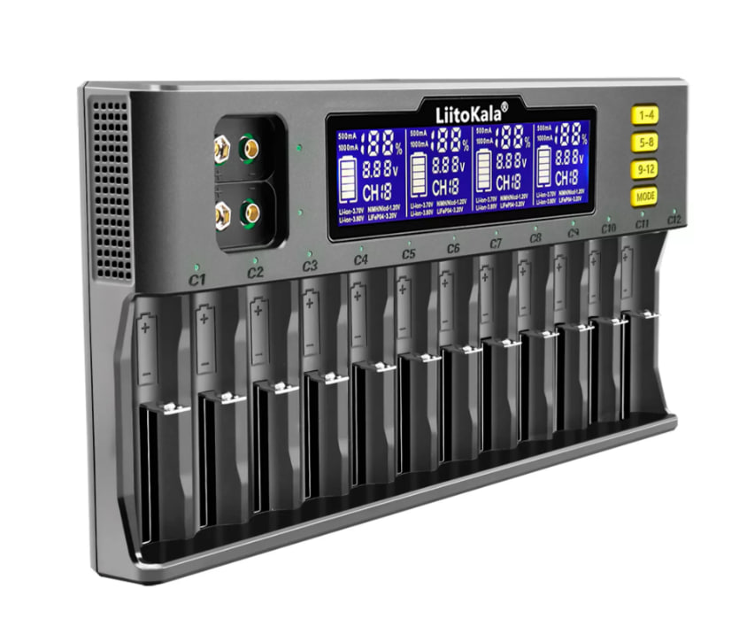картинка Зарядное устройство Liitokala Lii-S12 Li-lon/NiHM 12 слотов + авто зарядка от магазина "мир Электроники"
