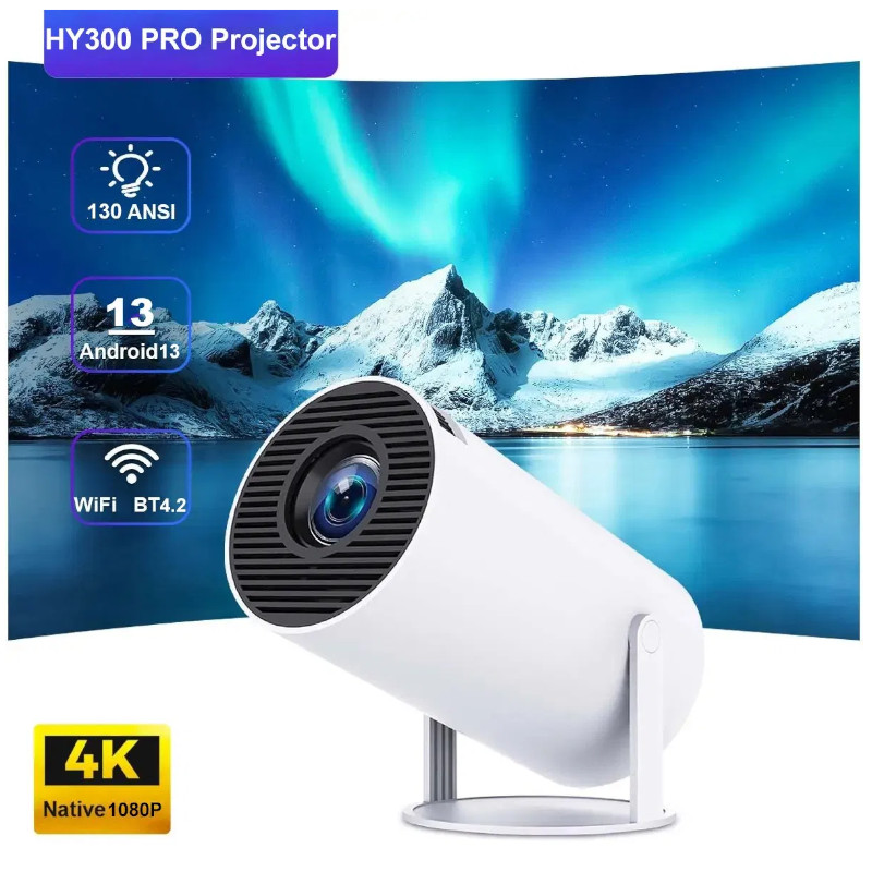 картинка  Проектор LED мини Hy300Pro, Anroid 13, 2/16ГБ, белый от магазина "мир Электроники"