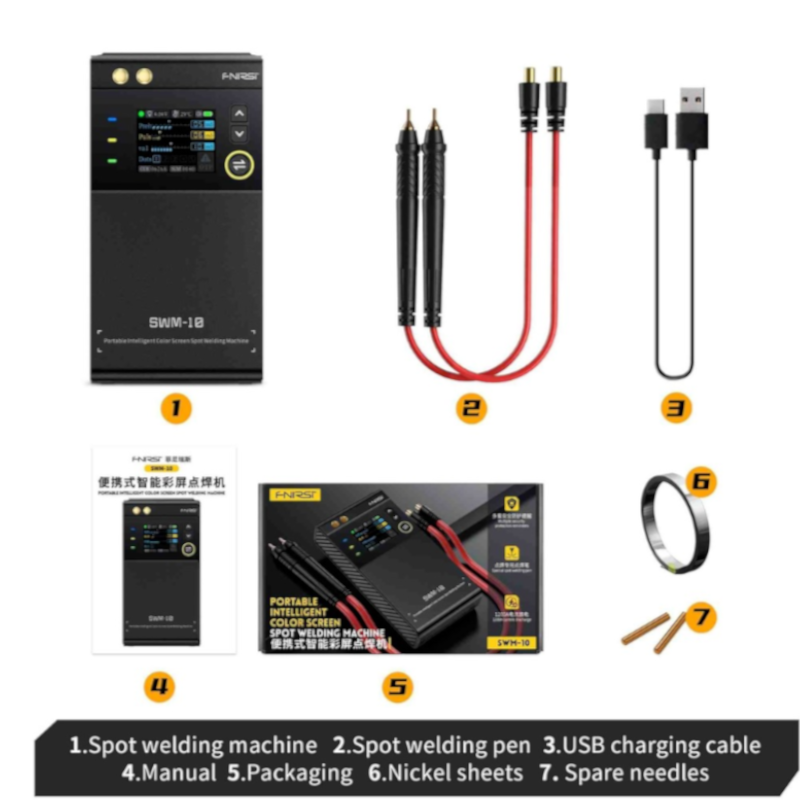 картинка Точечная сварка FNIRSI SWM-10, 5000 мАч, до 0.25 мм от магазина "мир Электроники"