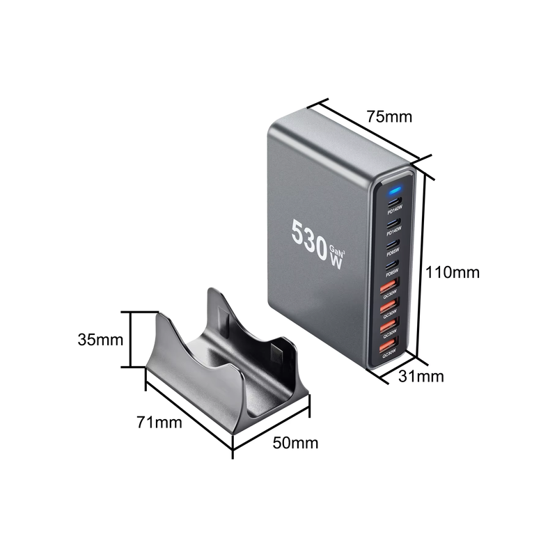 картинка Зарядная станция MBC 530 Вт, 4USB-C PD 140W, 4USB-A PD 30W от магазина "мир Электроники"