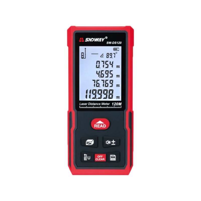 картинка Лазерный дальномер SW-DS120, рулетка до 120 м с памятью измерений, точность 2 мм, угол наклона от магазина "мир Электроники"