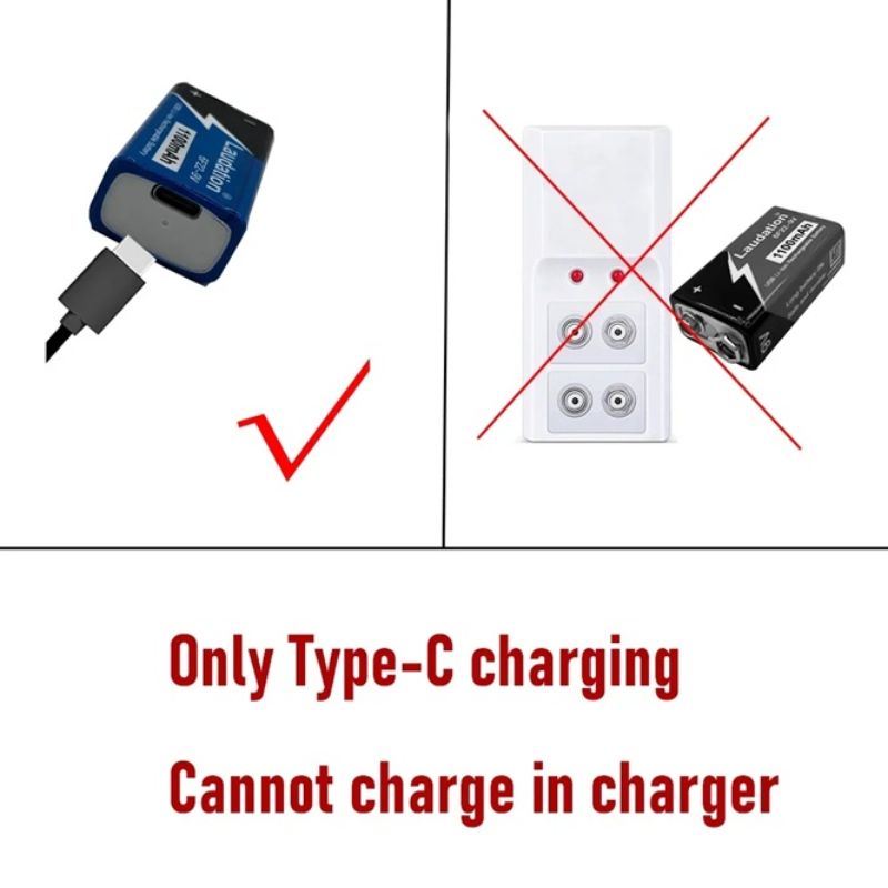 картинка Аккумулятор Laudation 9V USB 1100 мАч li-Ion от магазина "мир Электроники"