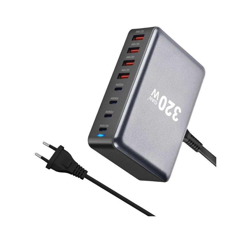 картинка Зарядная станция MBC 320 Вт, 4USB-C PD 100W, 4USB-A PD 18W от магазина "мир Электроники"