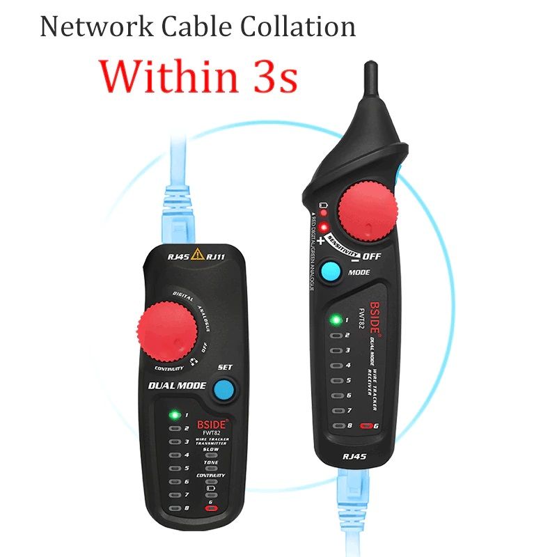 картинка Сетевой профессиональный тестер BSIDE FWT82, RJ45, RJ11, LAN + батарейки от магазина "мир Электроники"
