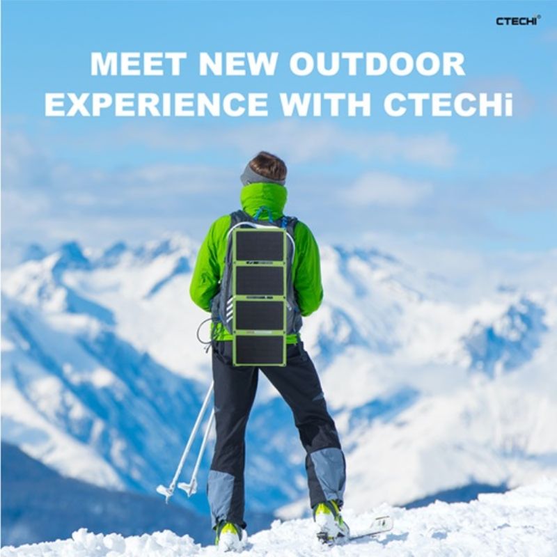 картинка Солнечная панель складная CTECHi CP30 30 Вт, 12В, 2USB, USB-C от магазина "мир Электроники"