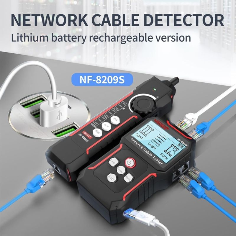 картинка Сетевой тестер NF-8209S ЖК, PoE, NCV, STP, UTP RJ45, RJ11, LAN до 500 м от магазина "мир Электроники"
