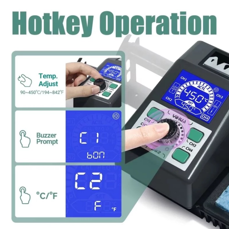 картинка Паяльная станция YIHUA 982 C210 с быстрым нагревом за 3 с, Set-2 от магазина "мир Электроники"