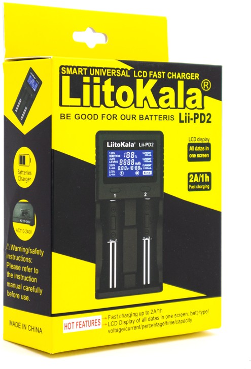 картинка Зарядное устройство LiitoKala Lii-PD2, 2 слота, Li-ion/Ni-HM от магазина "мир Электроники"