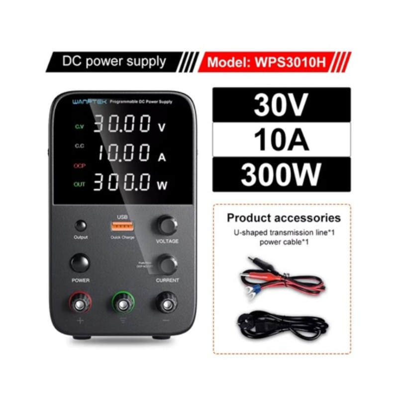 картинка Блок питания Wanptek WPS3010H 0-30В/10А, USB, 4 разряда импульсный от магазина "мир Электроники"