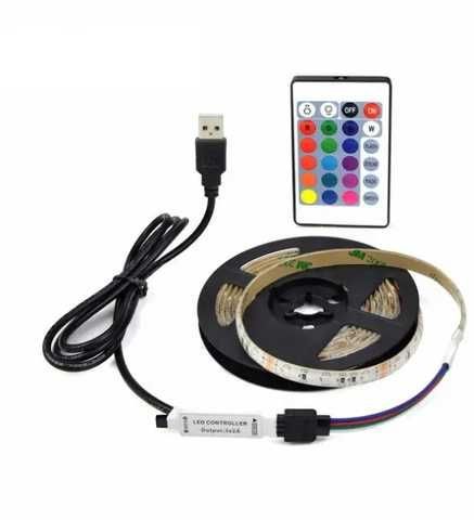 картинка Светодиодная лента 5050 USB 5м RGB водозащищенная, контроллер, пульт		 от магазина "мир Электроники"