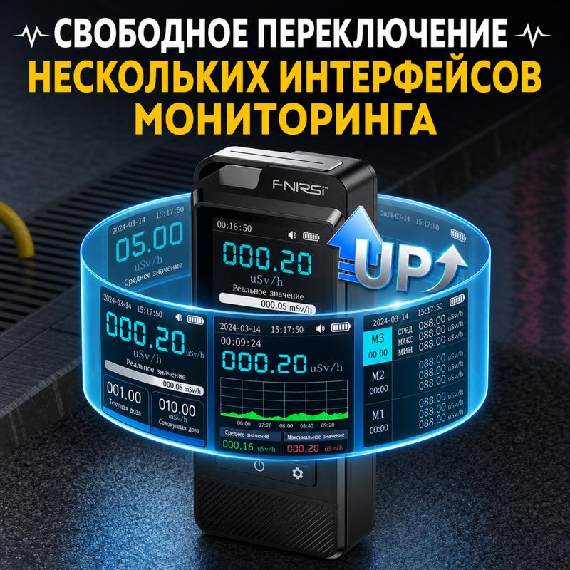 картинка Дозиметр детектор Fnirsi GC-02, счетчик Гейгера (радиация), 850 мАч от магазина "мир Электроники"