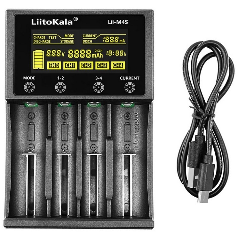 картинка Зарядное устройство LiitoKala Lii-M4S, 4 слота, Li-ion/Ni-HM от магазина "мир Электроники"