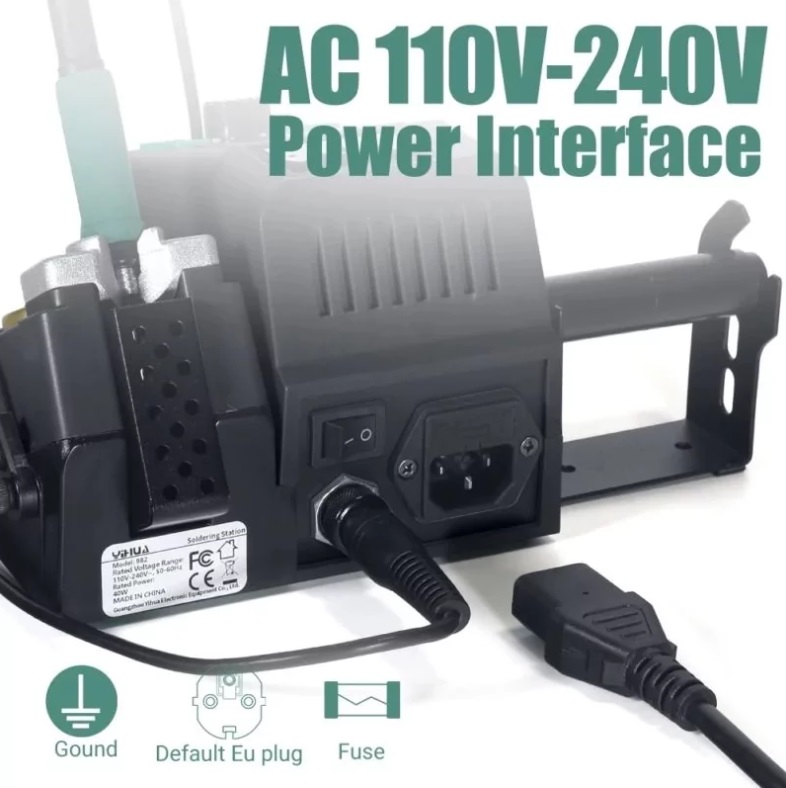 картинка Паяльная станция YIHUA 982 C210 с быстрым нагревом за 3 с, Set-2 от магазина "мир Электроники"