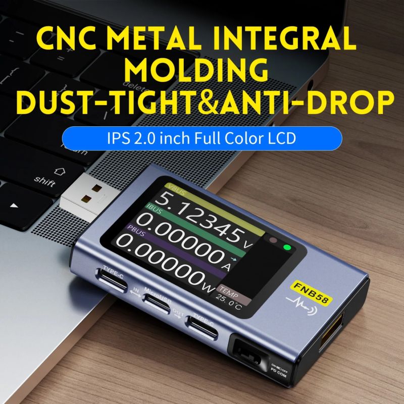 картинка USB-тестер FNIRSI FNB58 Bluetooth диагностический, синий от магазина "мир Электроники"
