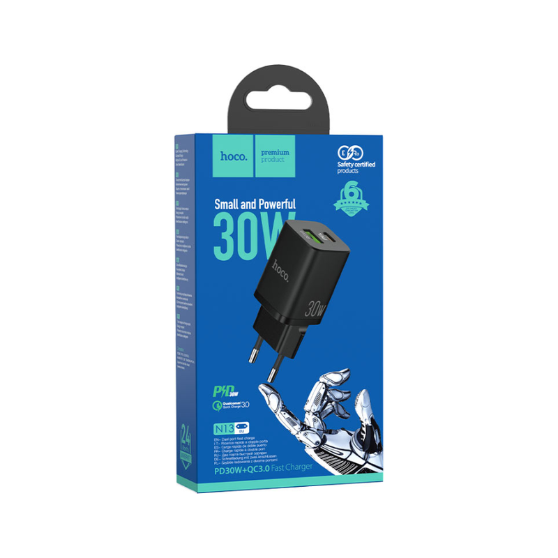 картинка Зарядное устройство HOCO N13, 30 Вт, QC 3.0, USB, Type-C (голова) от магазина "мир Электроники"