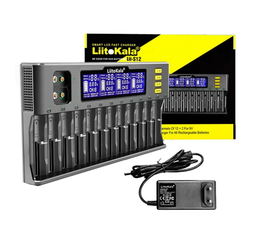 картинка Зарядное устройство LiitoKala Lii-S12 Li-Ion/NiMH 12 слотов от магазина "мир Электроники"