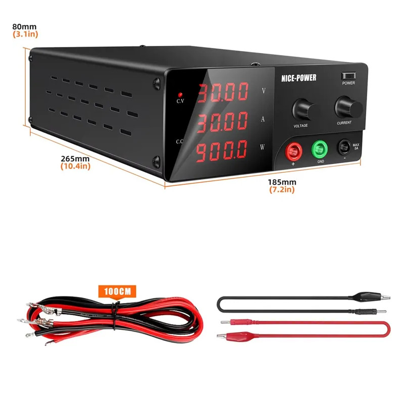 картинка Блок питания NICE R-SPS3030-232, 0-30B/30A, 3 индикатора, черный от магазина "мир Электроники"