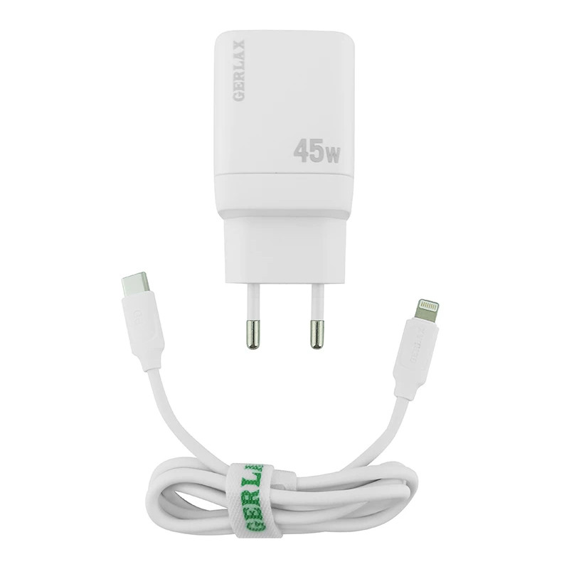 картинка Зарядное устройство GERLAX GA-47 USB Type-C, 45W, шнур Type-C IP от магазина "мир Электроники"