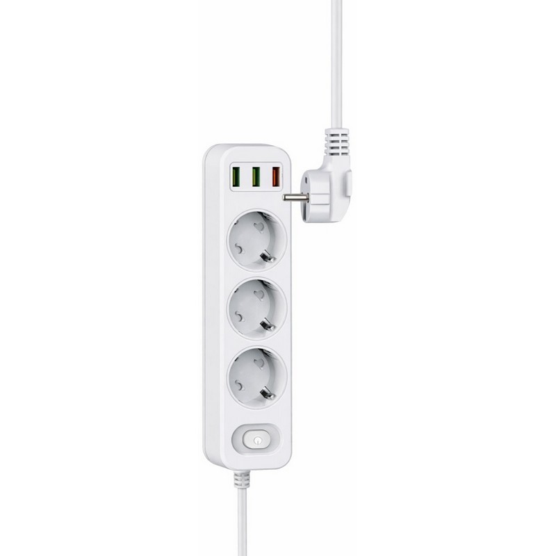 картинка Сетевой фильтр STARK UD-05, 3 розетки, 2USB 2.4 А, 1USB 3 А 3А, 2 м от магазина "мир Электроники"