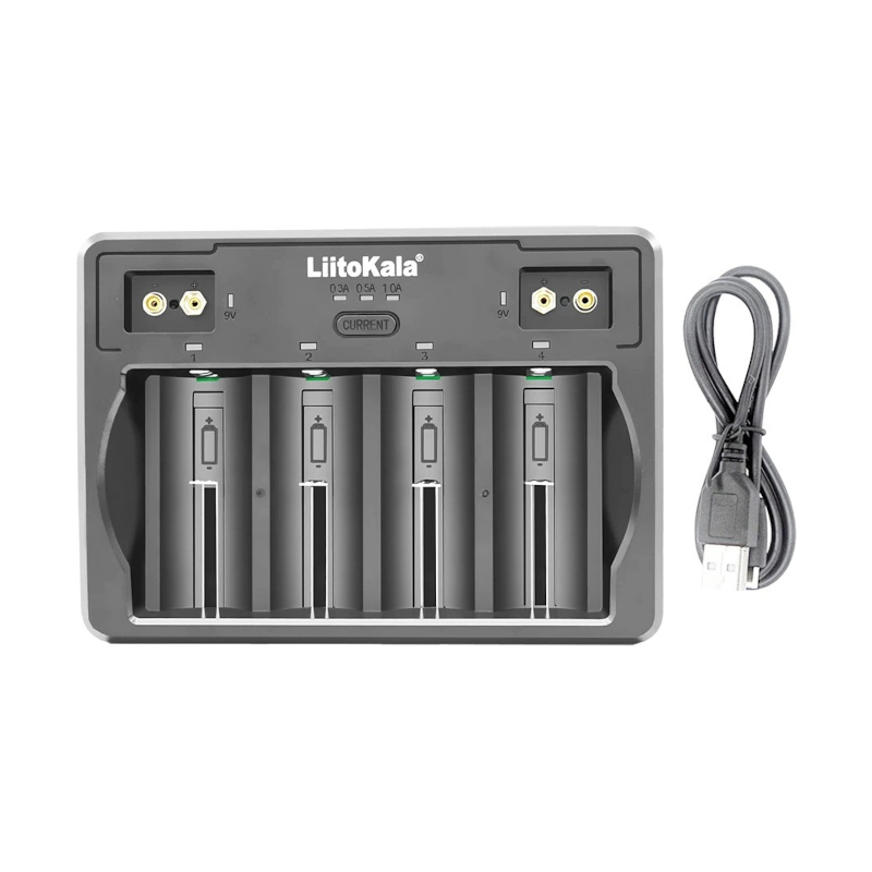 картинка Зарядное устройство LiitoKala Lii-D4, 4 слота, Li-Ion/IMR/NiMH/NiCd/9В от магазина "мир Электроники"