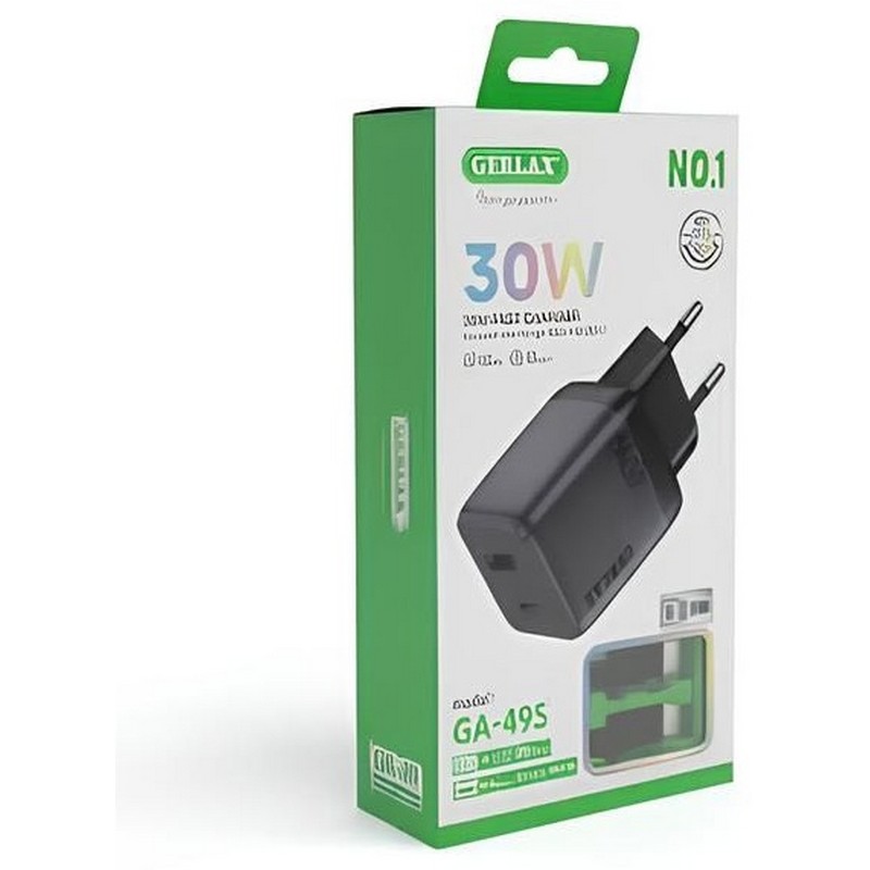 картинка Зарядное устройство GERLAX GA-49 USB Type-C, 30W, шнур Type-C IP от магазина "мир Электроники"