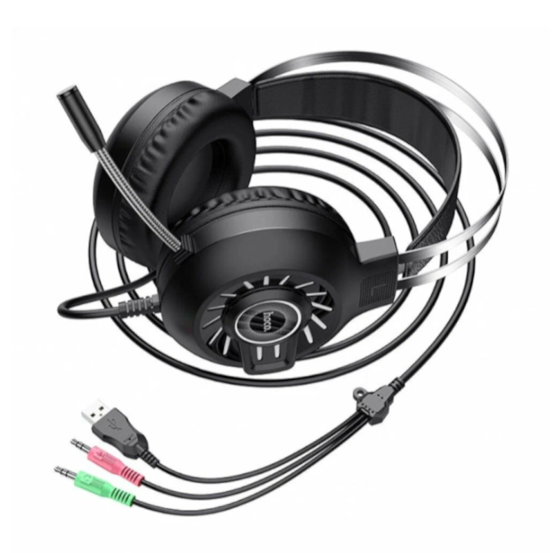 картинка Наушники проводные HOCO ESD04 игровые, RGB подсветка от магазина "мир Электроники"