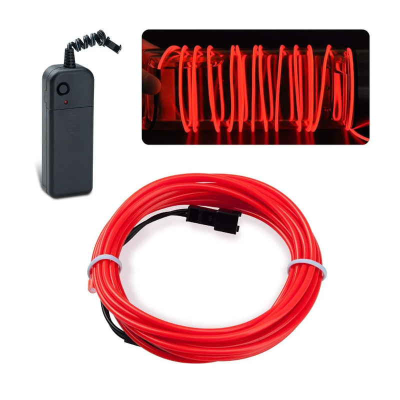 картинка Гибкий неон с адаптером на 3В 3м красный от магазина "мир Электроники"