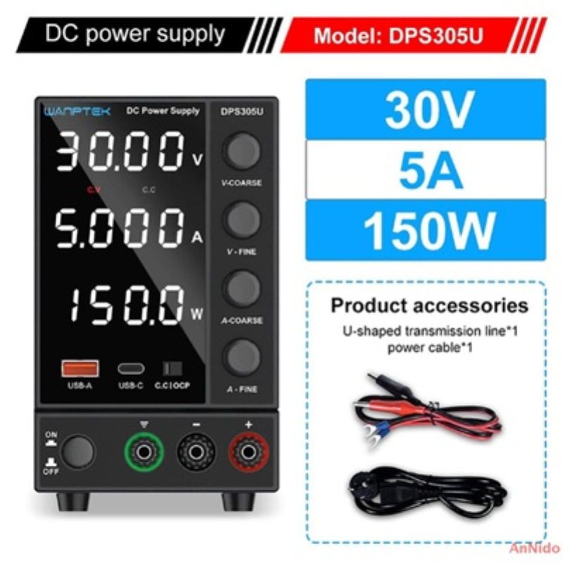 картинка Блок питания Wanptek DPS305U 0-30В/5А, 4 разряда, черный от магазина "мир Электроники"