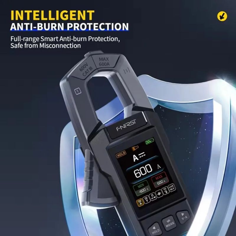 картинка Токовые клещи FNIRSI DMC-100, 100/600А (AC, DC), 1500 мАч, мультиметр от магазина "мир Электроники"