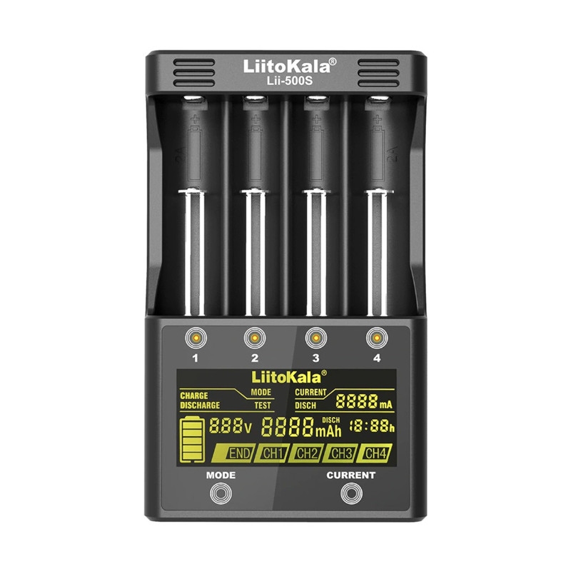 картинка Зарядное устройство LiitoKala Lii-500S,  4 слота сенсорный + автозарядка от магазина "мир Электроники"