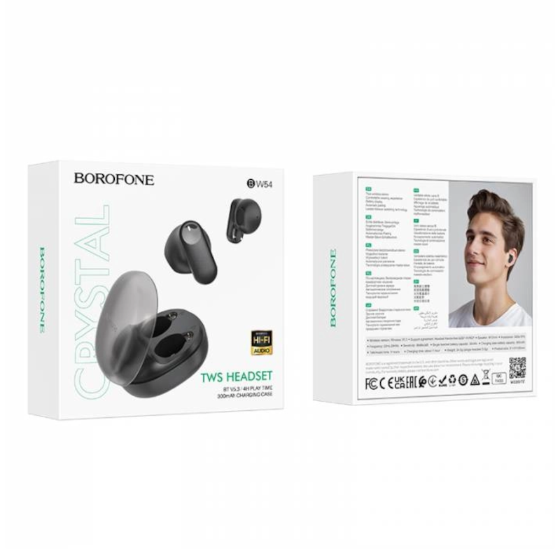картинка Наушники беспроводные BOROFONE BW54 TWS HEADSET, BT 5.3, 300 мАч, 4 ч от магазина "мир Электроники"