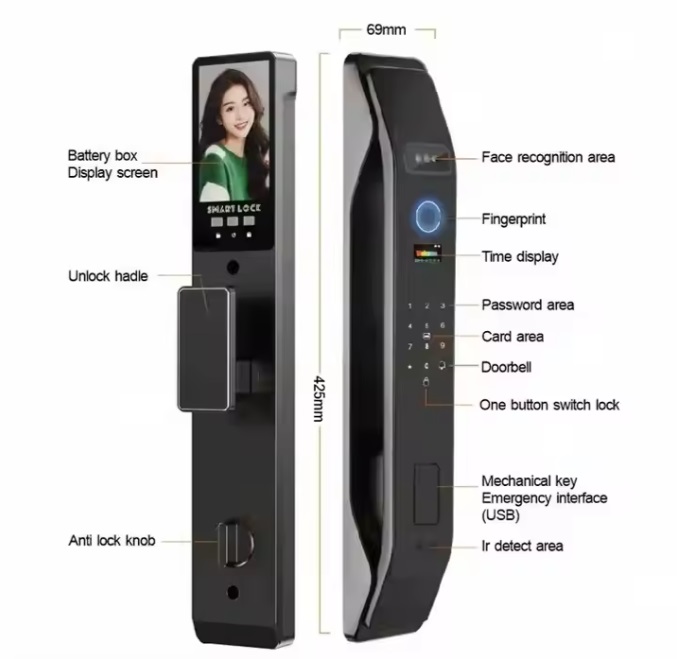 картинка Смарт замок дверной TYSH Tuya K9, 3D Face ID, Wi-Fi, BT от магазина "мир Электроники"