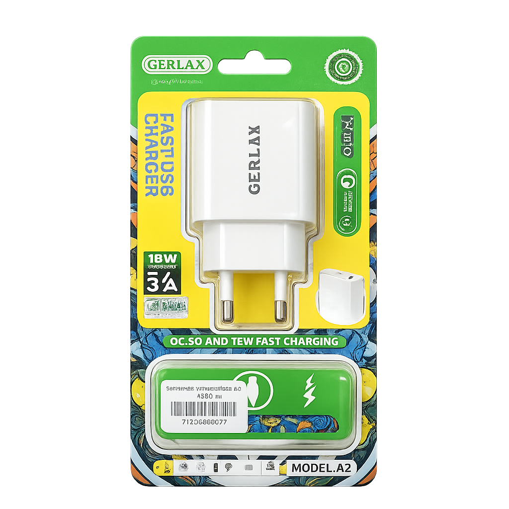 картинка Зарядное устройство GERLAX A2 18W 3А Quick Chsrge 3.0 Iphone от магазина "мир Электроники"