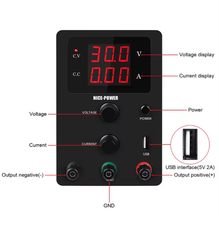 картинка Блок питания Nice-Power R-SPS3010D 0–30В / 10А, USB, Type-C, черный от магазина "мир Электроники"