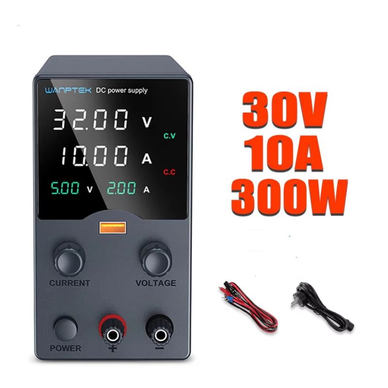 картинка Блок питания Wanptek W-GA3010H 0-32В/10А LED В/А, USB В/А, черный от магазина "мир Электроники"