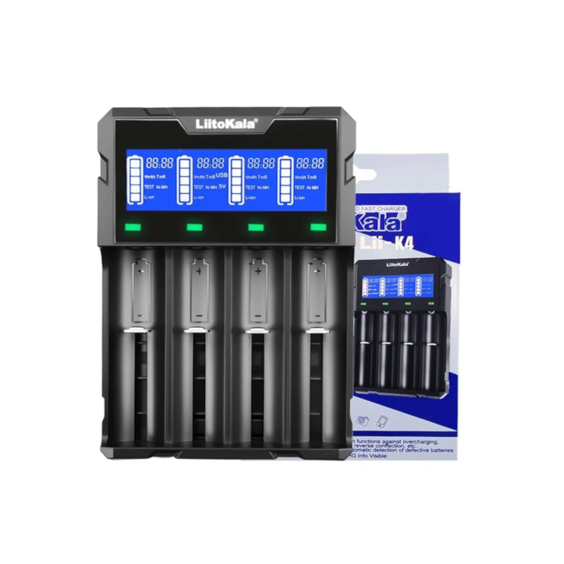 картинка Зарядное устройство LiitoKala Lii-K4, 4 слота, Li-Ion/IMR/LiFePO4/NiMH/NiCd от магазина "мир Электроники"