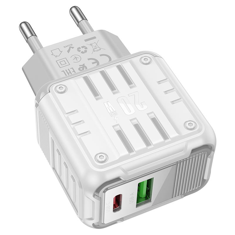 картинка Зарядное устройство HOCO C135A QC 3.0, PD 20W, USB USB-C. Шнур Type-C/Type-C от магазина "мир Электроники"